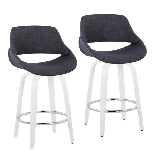Cinch - Contemporary Fixed-Height Swivel Counter Stool (Set of 2) - White Wood And Chrome