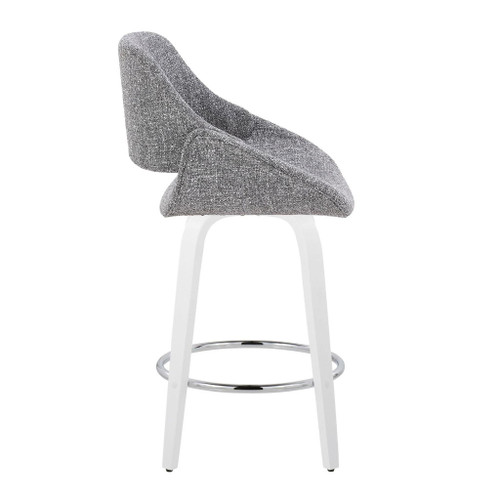 Cinch - Contemporary Fixed-Height Swivel Counter Stool (Set of 2) - White Wood And Chrome