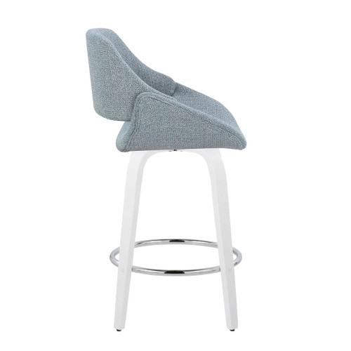 Cinch - Contemporary Fixed-Height Swivel Counter Stool (Set of 2) - White Wood And Chrome