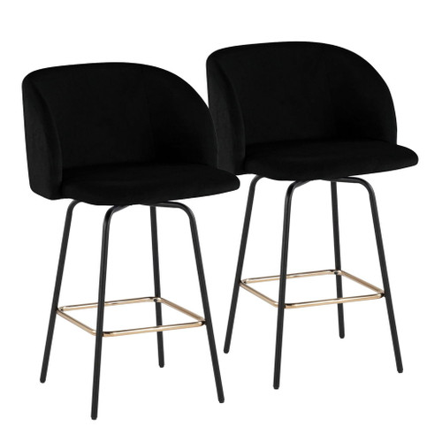 Fran - Glam Fixed-Height Swivel Counter Stool (Set of 2)