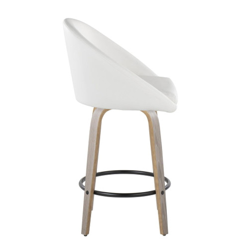 Matisse - 26" Highback Fixed-Height Counter Stool With Swivel And Round Chrome Metal Footrest (Set of 2) - Light Gray Wood