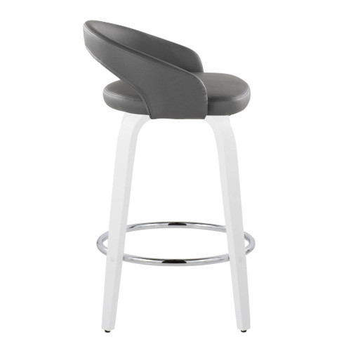 Cinch - Contemporary Fixed-Height Swivel Counter Stool (Set of 2) - White Wood Frame