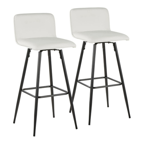Casper - Contemporary Fixed-Height Barstool (Set of 2) - Black Metal Frame