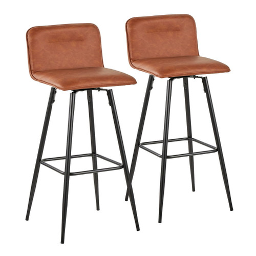 Casper - Contemporary Fixed-Height Barstool (Set of 2) - Black Metal Frame