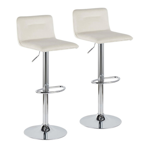 Casper - Contemporary Adjustable Barstool (Set of 2) - Chrome Frame