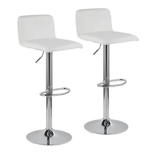 Casper - Contemporary Adjustable Barstool (Set of 2) - Chrome Frame