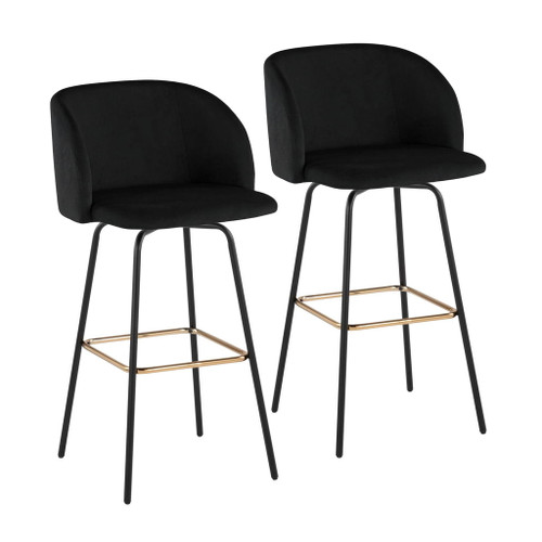 Fran - Fixed-Height Velvet Swivel Barstool (Set of 2