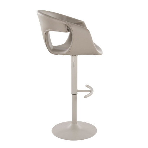 Curvo - Adjustable Barstool With Rounded T Footrest (Set of 2) - Pearl Gray Metal