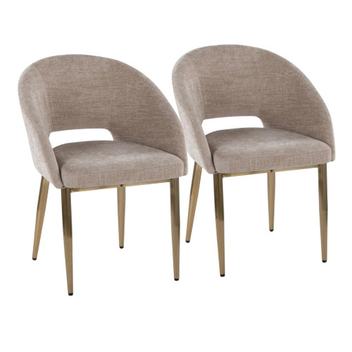 Renee - Upholstered Contemporary Chair (Set of 2) - Gold Metal Legs