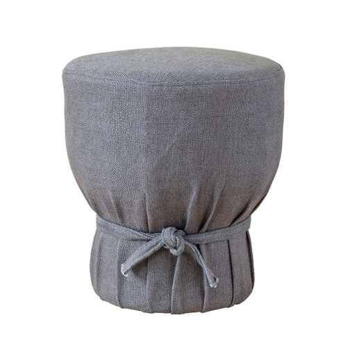 Elsie - Linen Upholstered Pouf - Gray