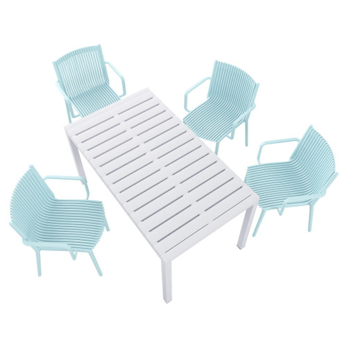 4 Modern Stackable Armchair Matched With Long Table