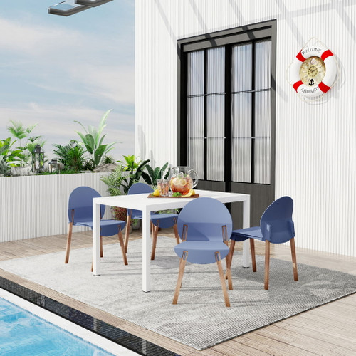 4 Piece Set Of Single Chairs With Long Table