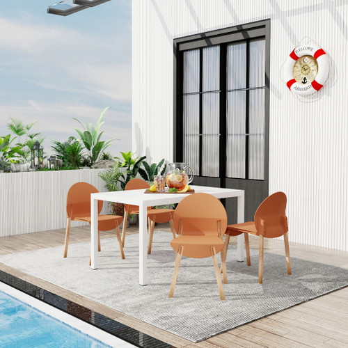 4 Piece Set Of Single Chairs With Long Table