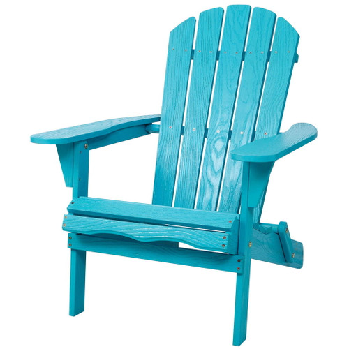 Outdoor Folding Adirondack Chair Patio With Natural Grain Texture - Turquoise Blue