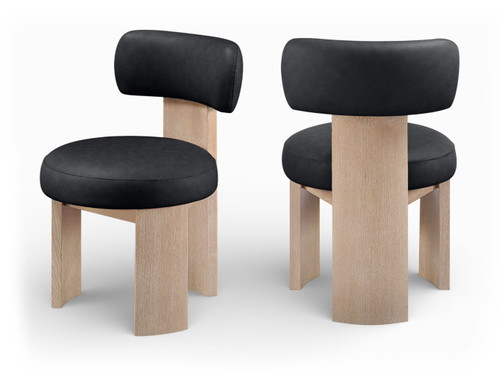 Atelier - Vegan Leather Upholstered Dining Chair (Set of 2) - Black / Painted Natural