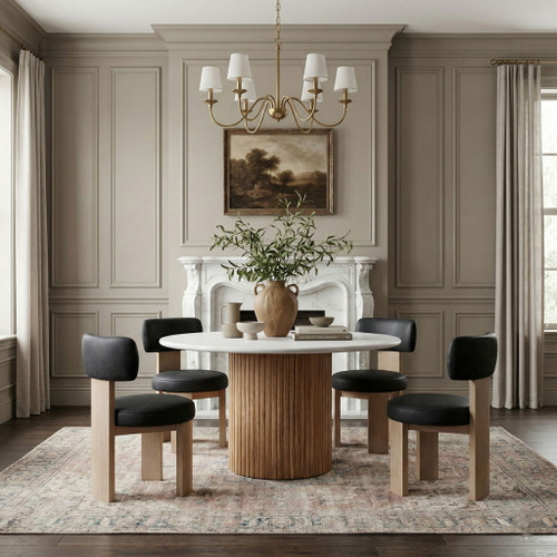 Atelier - Vegan Leather Upholstered Dining Chair (Set of 2) - Black / Painted Natural