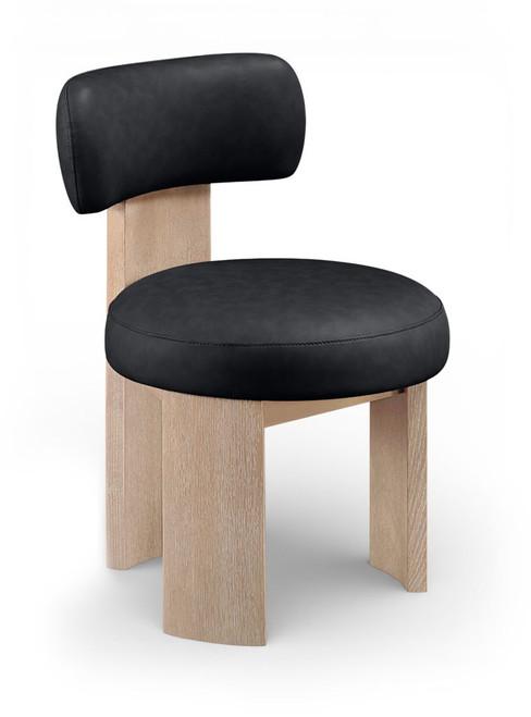 Atelier - Vegan Leather Upholstered Dining Chair (Set of 2) - Black / Painted Natural