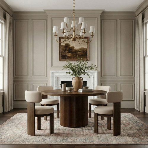 Atelier - Vegan Leather Upholstered Dining Chair (Set of 2) - Beige / Painted Brown