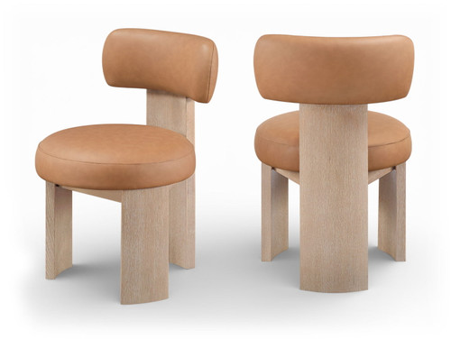 Atelier - Vegan Leather Upholstered Dining Chair (Set of 2) - Cognac / Painted Natural