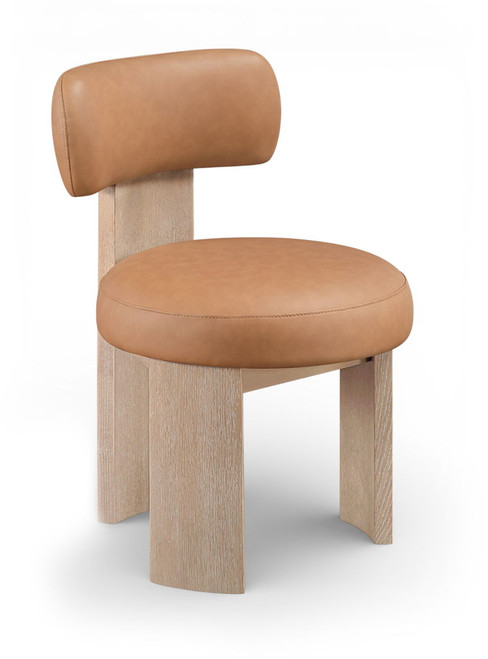 Atelier - Vegan Leather Upholstered Dining Chair (Set of 2) - Cognac / Painted Natural