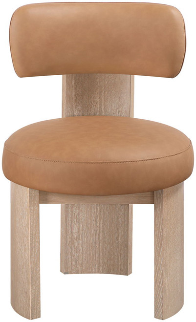 Atelier - Vegan Leather Upholstered Dining Chair (Set of 2) - Cognac / Painted Natural