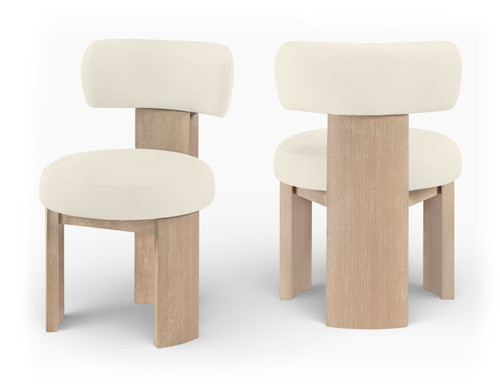 Atelier - Vegan Leather Upholstered Dining Chair (Set of 2) - Cream / Painted Natural