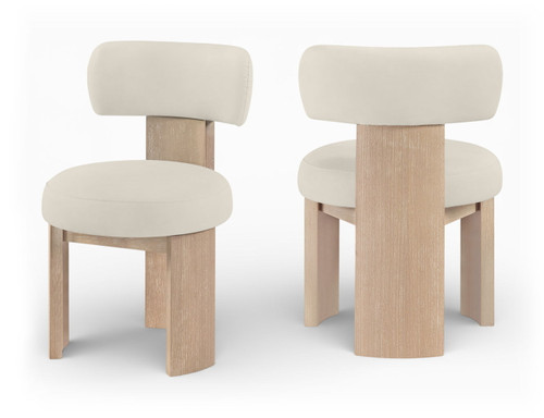 Atelier - Vegan Leather Upholstered Dining Chair (Set of 2) - Taupe / Painted Natural