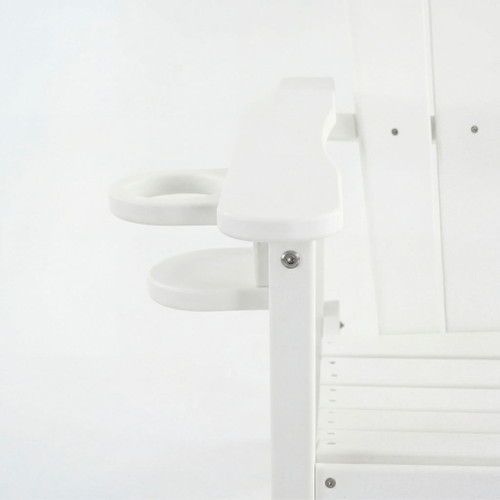 Outdoor Bar Height Adirondack Patio Chair With Cup Holder And Armrests All Weather UV Resistant - White