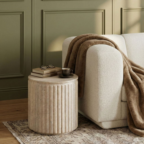 Catania - Concrete Indoor/Outdoor End Table - Travertine