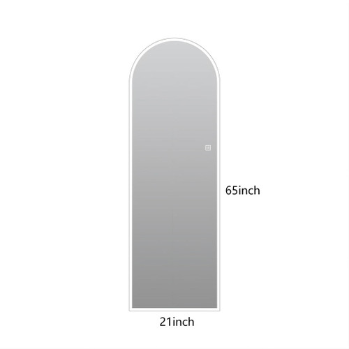 LED Full Length Wall Mirror With Symmetrical Arch Design, Dimmable 3 Color Temperature Lighting - Silver