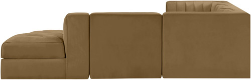 Rummi - Velvet Performance Fabric Upholstered 5 Piece Modular Sectional