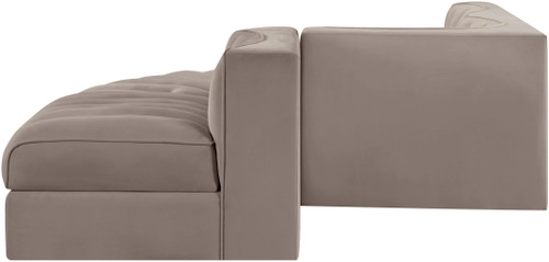 Rummi - Rounded Velvet Performance Fabric Upholstered 5 Piece Modular Sectional