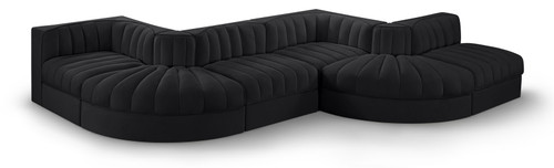 Rummi - Rounded Velvet Performance Fabric Upholstered 6 Piece Modular Sectional