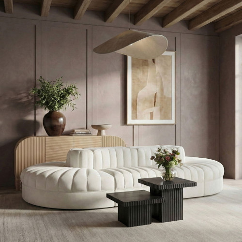 Rummi - Oval Velvet Performance Fabric Upholstered 8 Piece Modular Sectional