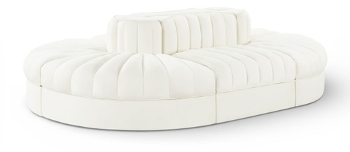 Rummi - Oval Velvet Performance Fabric Upholstered 6 Piece Modular Sectional