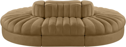 Rummi - Oval Velvet Performance Fabric Upholstered 6 Piece Modular Sectional