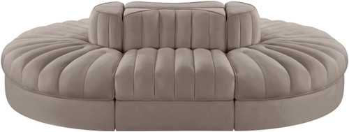 Rummi - Oval Velvet Performance Fabric Upholstered 6 Piece Modular Sectional