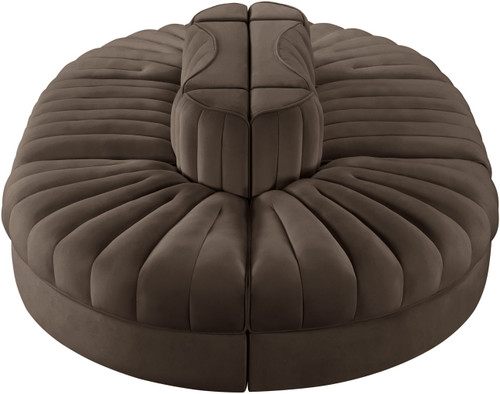 Rummi - Oval Velvet Performance Fabric Upholstered 6 Piece Modular Sectional