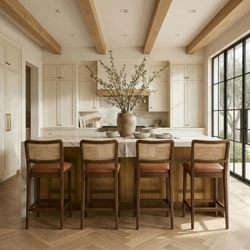 Atrium - Upholstered Bar Stool (Set of 2) - Brushed Brown Frame