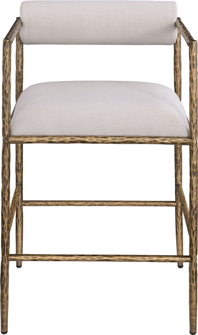 Axis - Linen Textured Beige Fabric Upholstered Counter Stool (Set of 2)