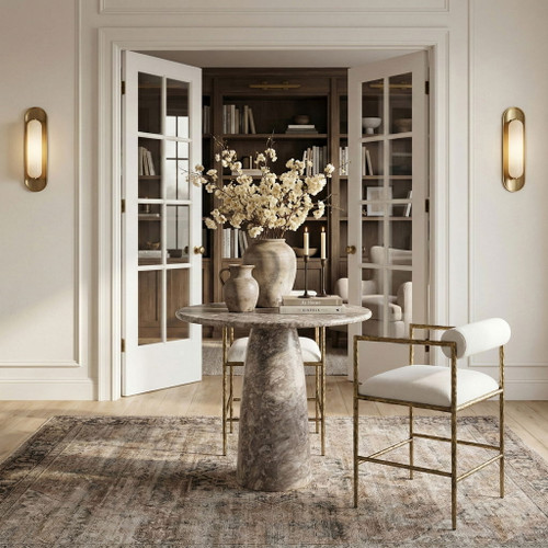 Axis - Linen Textured Cream Fabric Upholstered Counter Stool (Set of 2)