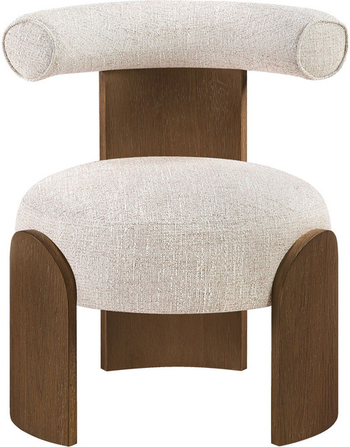 Calder - Linen Textured Fabric Upholstered Accent Chair - Painted Brown Base