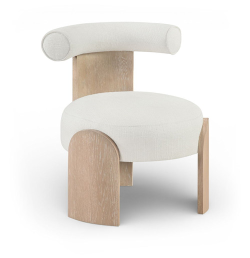 Calder - Linen Textured Fabric Upholstered Accent Chair - Painted Natural Base