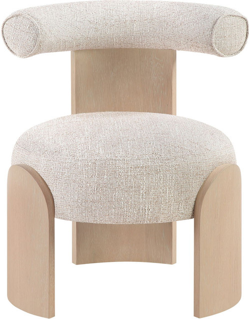 Calder - Linen Textured Fabric Upholstered Accent Chair - Painted Natural Base