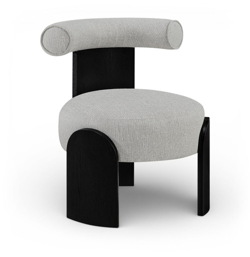 Calder - Linen Textured Fabric Upholstered Accent Chair - Painted Black Base