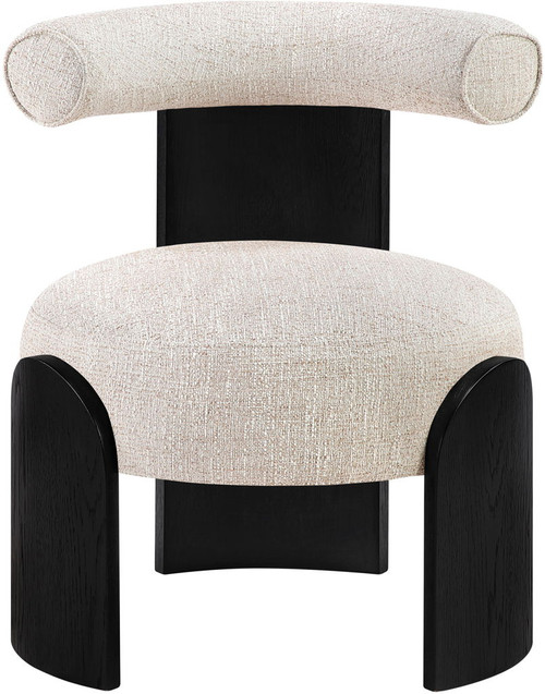 Calder - Linen Textured Fabric Upholstered Accent Chair - Painted Black Base