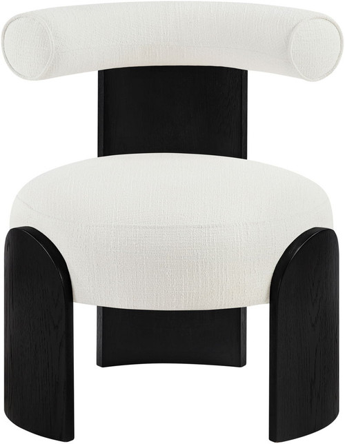 Calder - Linen Textured Fabric Upholstered Accent Chair - Painted Black Base