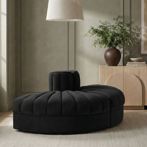 Rummi - Velvet Performance Fabric Upholstered 2 Piece  Rounded Modular Loveseat