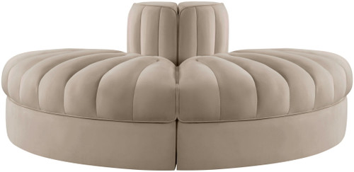 Rummi - Velvet Performance Fabric Upholstered 2 Piece  Rounded Modular Loveseat