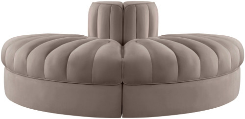 Rummi - Velvet Performance Fabric Upholstered 2 Piece  Rounded Modular Loveseat